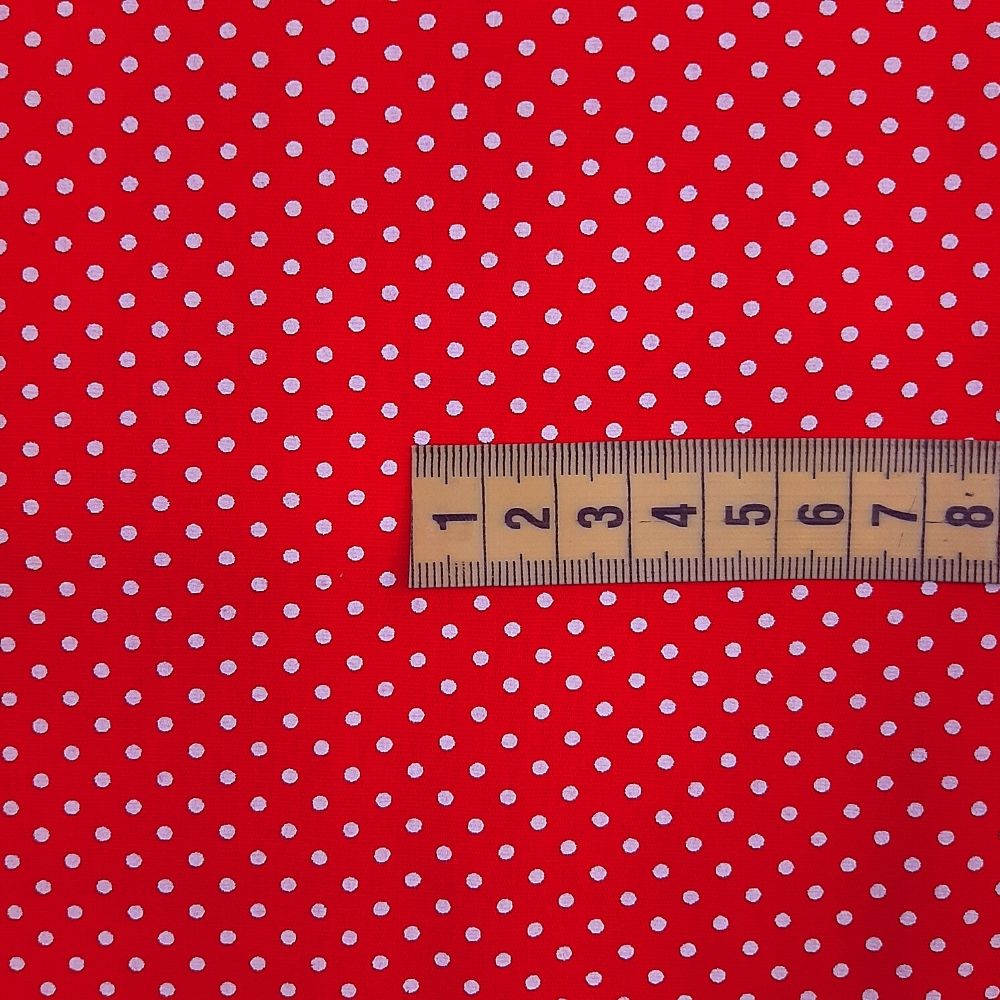 Tricoline Poá fundo vermelho 100 algodão valor referente a 50 cm x 1