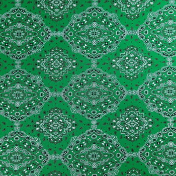 Tricoline Bandana Verde Bandeira com Branco - 100% algodão