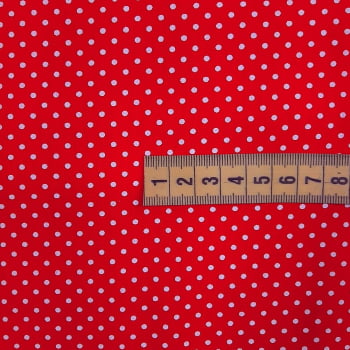Tricoline Poá fundo vermelho 100% algodão - valor referente a 50 cm x 1,50 mt 